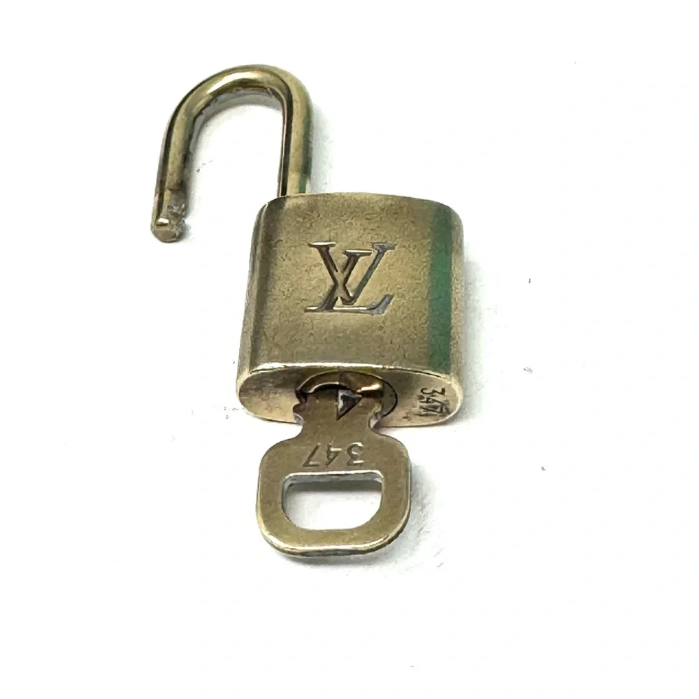 Authentic Louis Vuitton Gold Lock & Key Brass Number 347